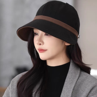 挂口罩赵露思鸭舌帽2025秋冬季新款防晒遮阳素颜渔夫帽子女显脸小