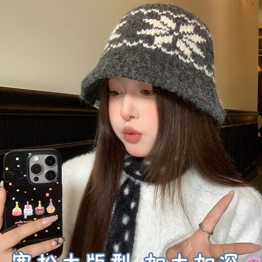 韩版毛针织渔夫帽女秋冬季保暖