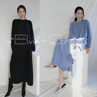 慵懒长连衣裙亲肤绒纯色柔软