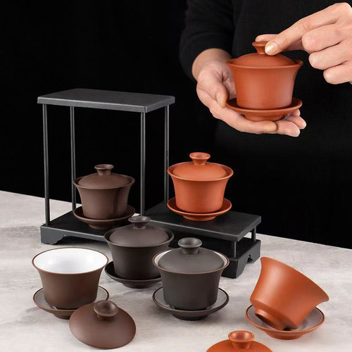 潮汕功夫茶具内白瓷盖碗奶壶公道杯小茶杯大中小三才盖碗单个茶备