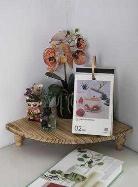 木质收纳架扇形拐角置物架桌面整理架三角形隔板底座墙角收纳支架