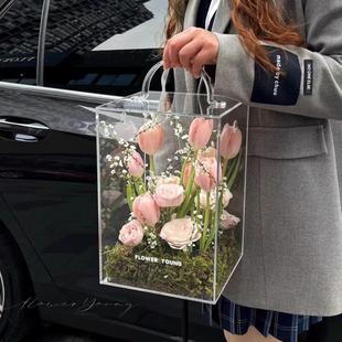 透明亚克力花盒鲜花包装 盒郁金香礼盒38妇女节女神节教师节礼盒