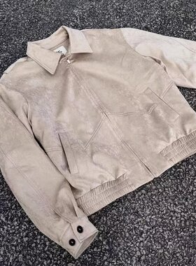 NewDecay24FW麂皮绒活页复古哈灵顿翻领夹克老钱风外套