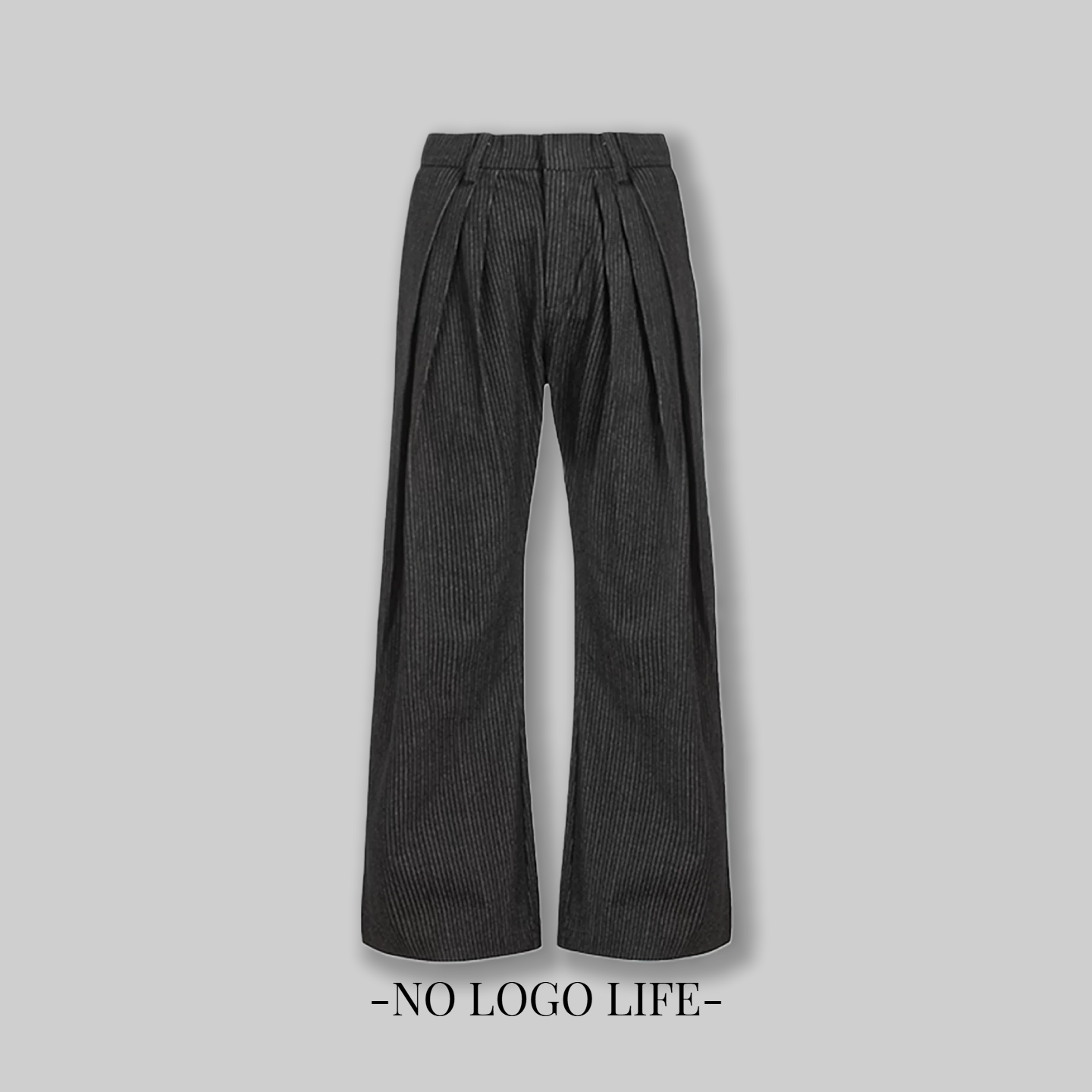 NOLOGO三褶条纹原牛牛仔西裤
