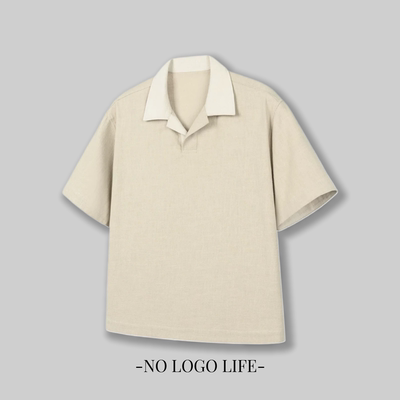 NOLOGO亚麻混纺棉麻polo衫