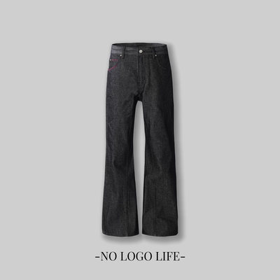 NOLOGO手缝针2.0剪裁直筒牛仔裤