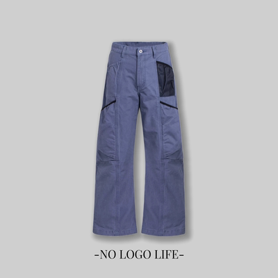 NOLOGO交叉多口袋工装弯刀园丁裤