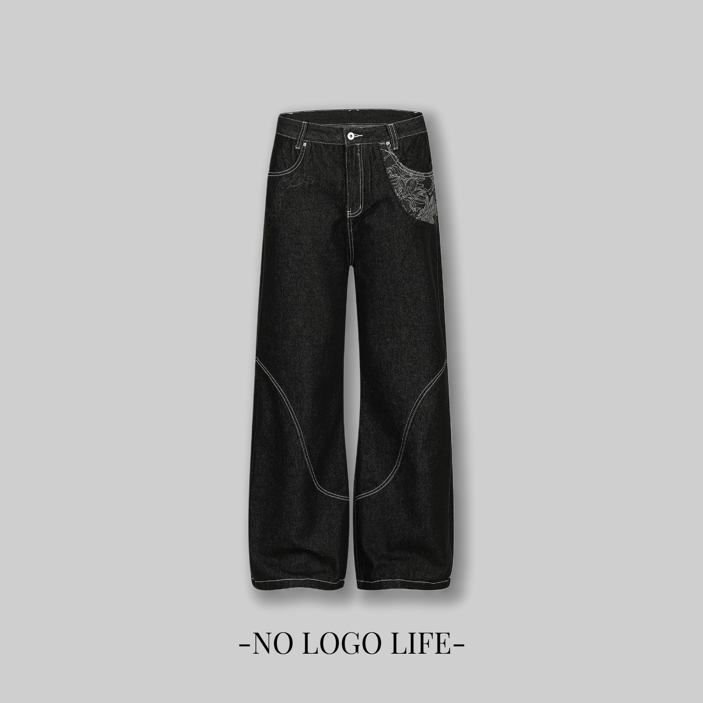 NOLOGO“蛇迹”原牛牛仔裤