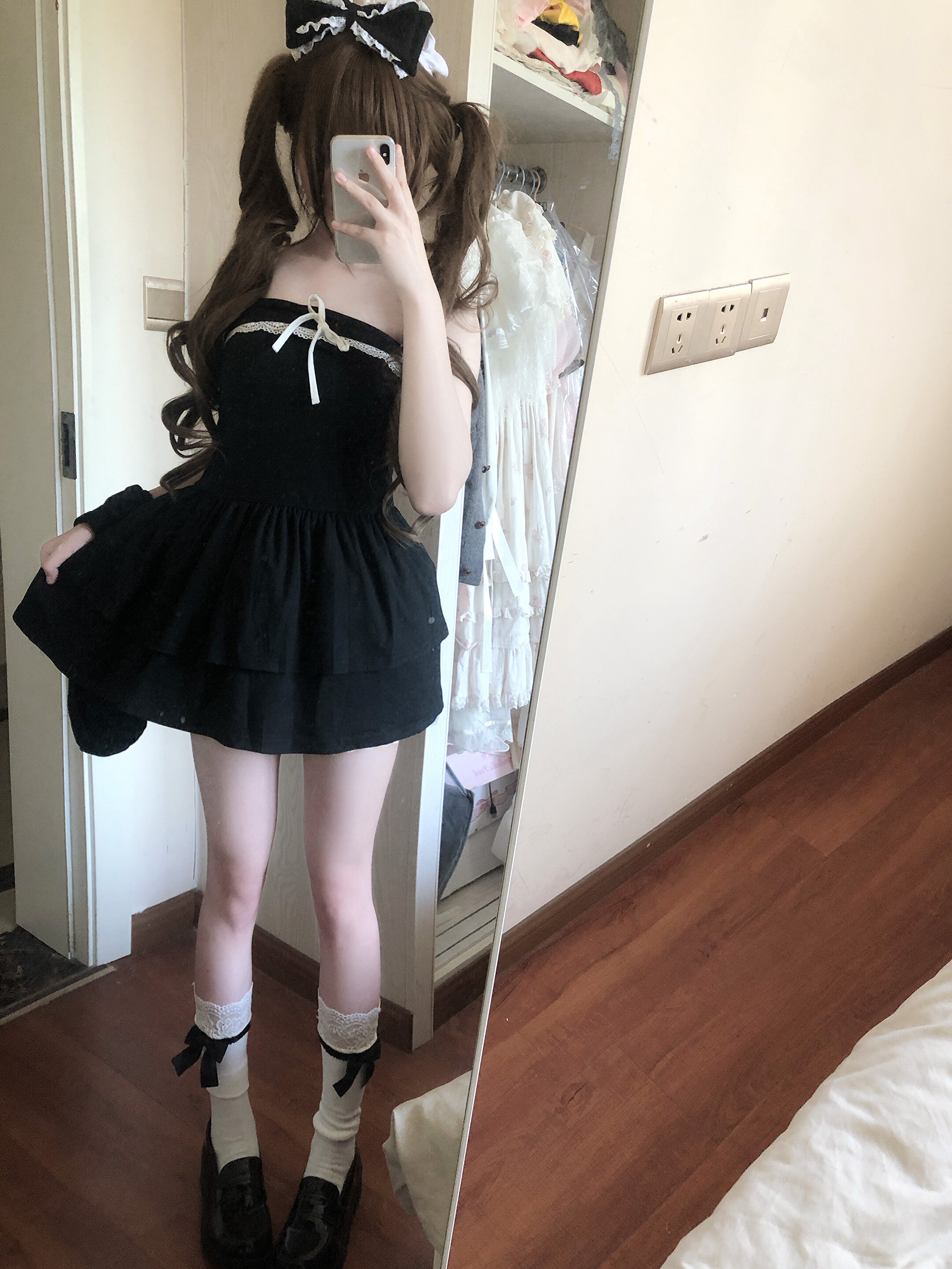 兔自制蓬蓬裙日系古早感音乐裙海边抹胸通勤休闲度假美式复古