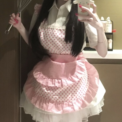 自制可爱围裙泡泡袖衬衫软萌宅系doll感女仆装生日魔法小厨娘
