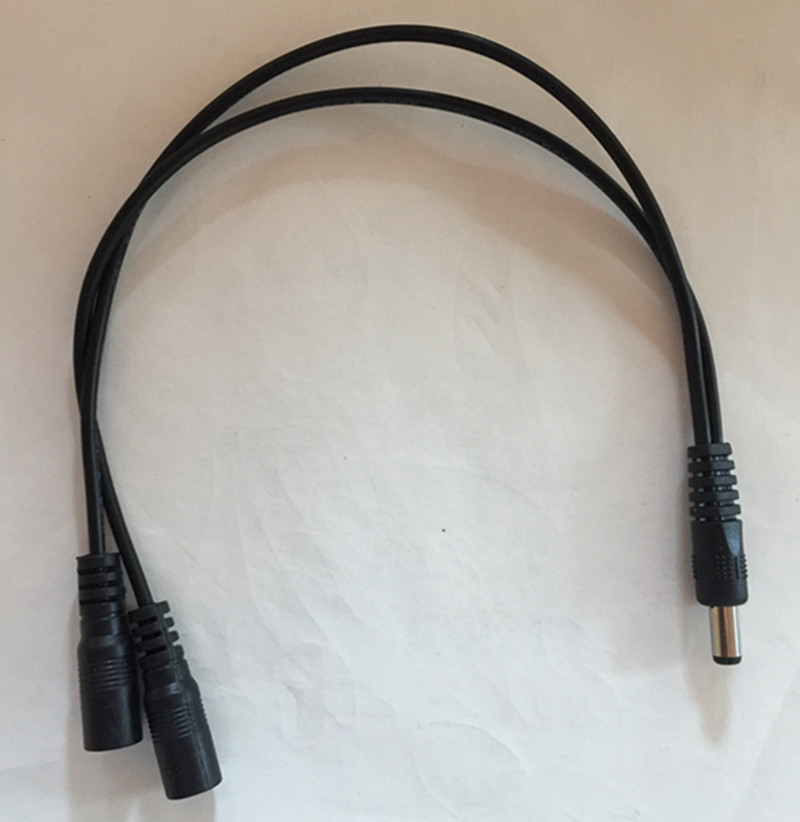 DC一分二一拖二电源线0.3米 5.5*2.1圆头USB电源线线一公分二母