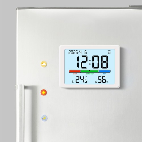 冰箱贴磁吸时钟桌面夜光电子温湿度计闹钟家用壁挂温湿度表厨房钟