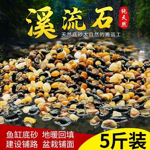 原生溪流石鱼缸底砂天然鹅卵石造景装饰水族箱底部火山石过滤石头