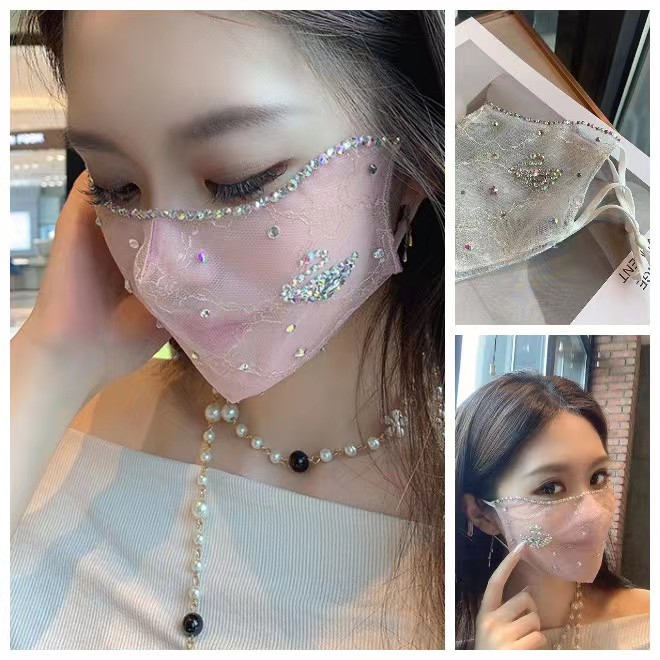 闪亮锆石网红口罩网红爆款防晒好看的洋气时尚口罩女高颜值带钻