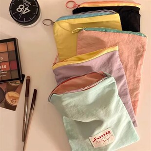 马卡龙收纳包韩版ins风撞色薄款零钱包外出便携撞色零钱收纳袋子