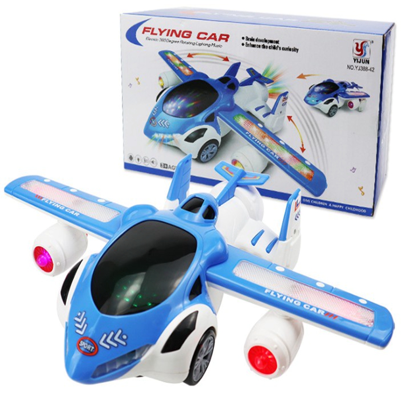 旋转警车飞机带灯光音乐电动玩具