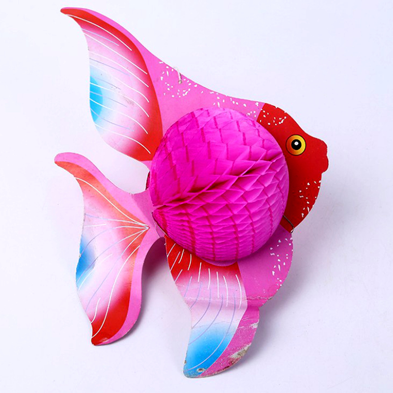 怀旧传统民间手工艺玩具 彩色统纸小金鱼图案 纸翻花纸制工艺装饰