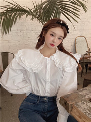 Real price base SHIRT COTTON BABY collar white shirt long sleeve