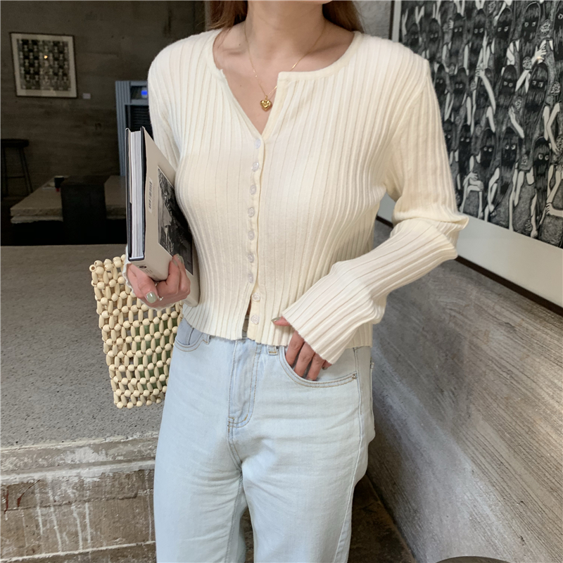 Real price new women's sweater long sleeve puddle short cardigan in 2020