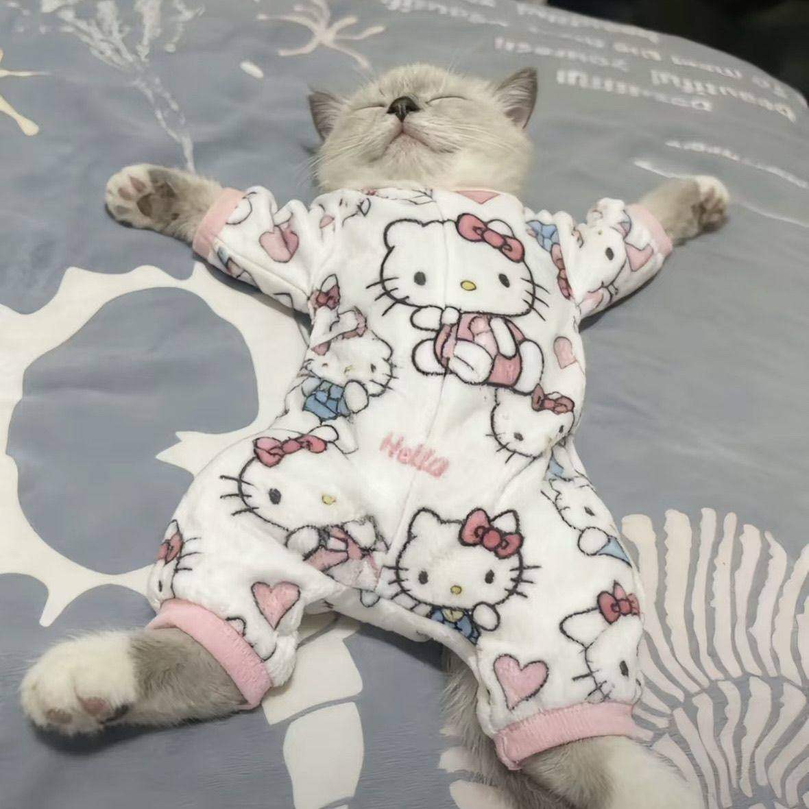 猫咪可爱保暖小猫睡衣Kitty猫新款家居舒适四脚款幼犬通用超萌,宠物/宠物食品及用品,狗宠物服装/雨衣,淘宝优惠券,粉丝福利购,淘宝优惠卷