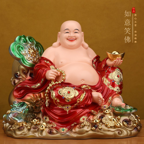 大肚弥勒佛菩萨神像宽体笑佛招财家用开心供奉店铺摆件树脂客厅