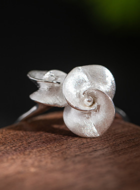 悦己s925银原创设计个性民族风虎刺梅戒指时尚跨境花卉活口指环