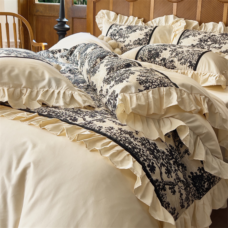 法式轻奢100支全棉四件套奶油风