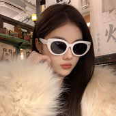 2024新款 白色猫眼太阳镜女士气质高级感ins墨镜圆脸显瘦防紫外线
