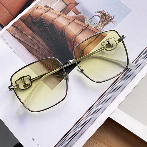 王栎鑫同款方框渐变黄墨镜男