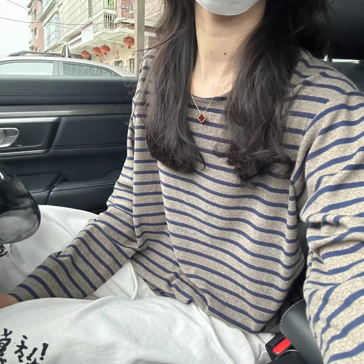 条纹宽松内搭可外穿打底衫女2025新款小众设计感长袖t恤上衣潮流