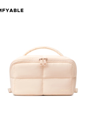 Comfyable化妆包便携大容量手提化妆品收纳包旅行通勤可爱杏色