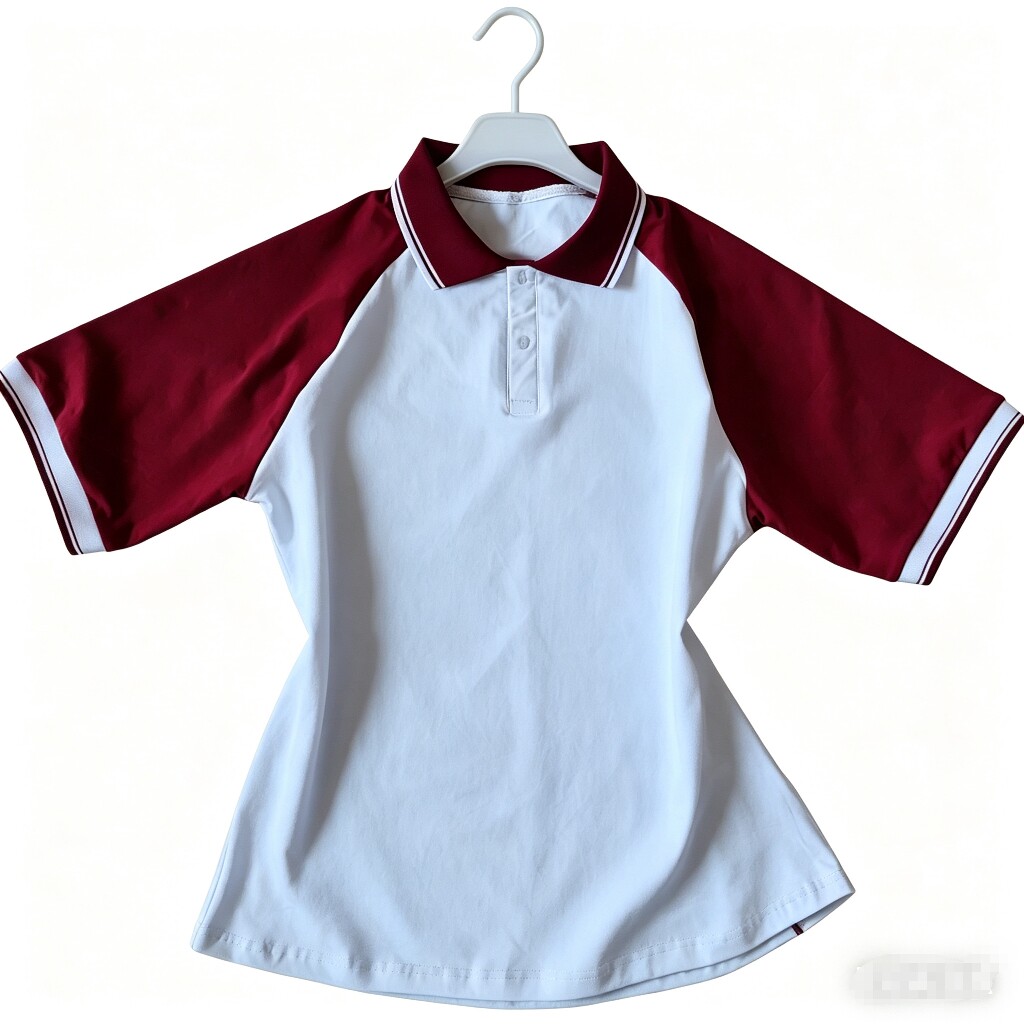 夏季学生校服短袖POLO衫白酒红拼