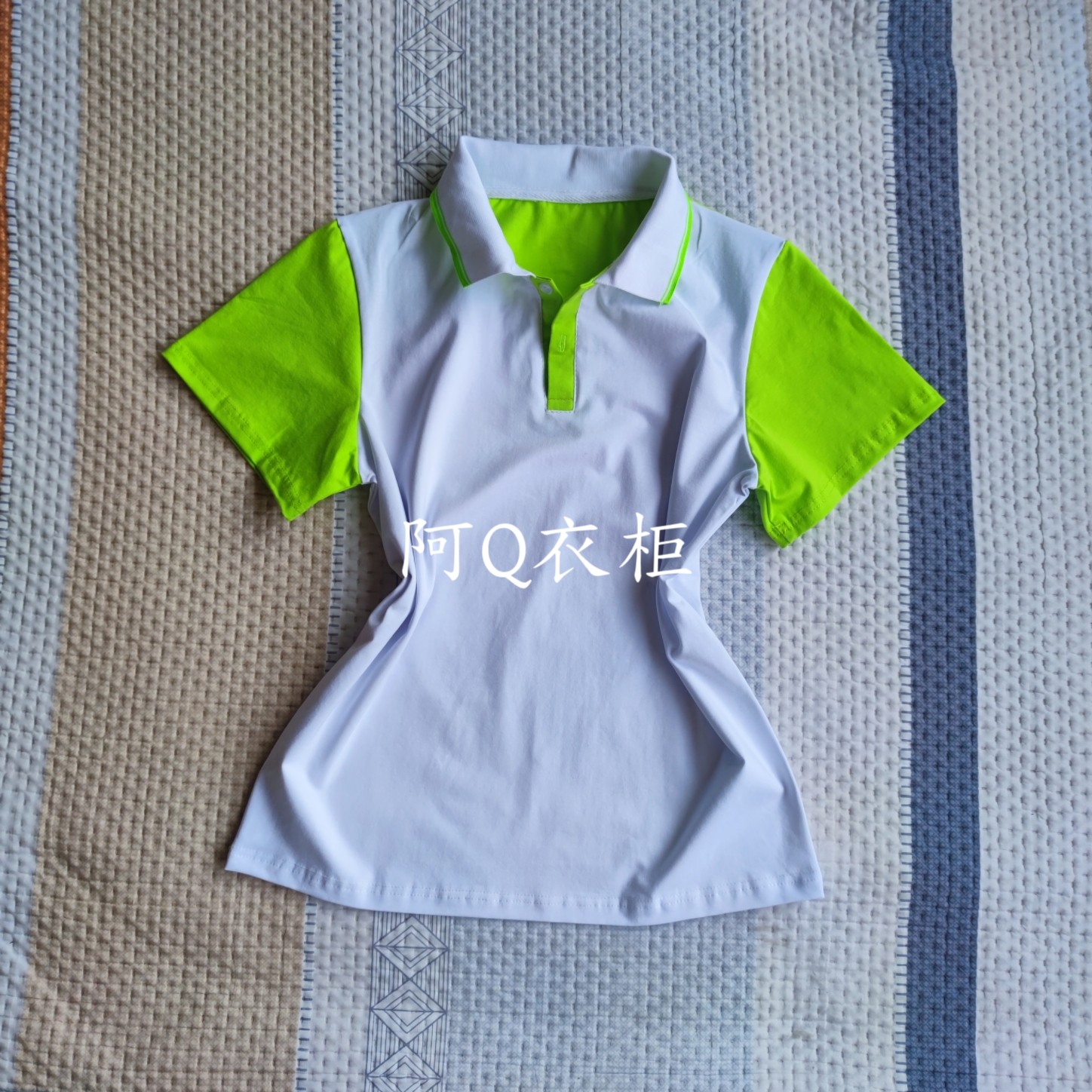 夏季薄款校服短袖白拼绿中小学生T恤纯棉POLO衫学生班服