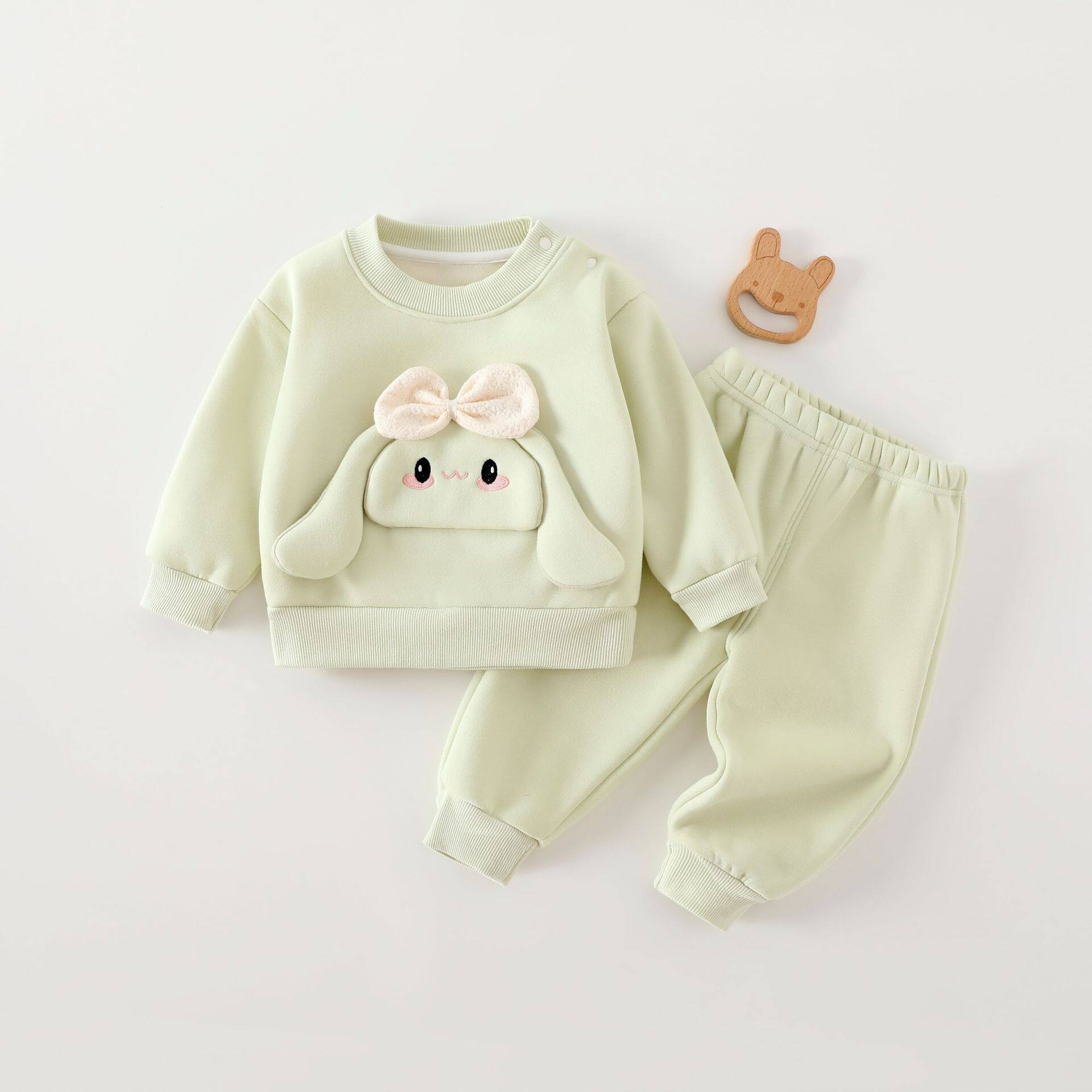 卡通加厚卫衣2025新款卫衣裤 男女宝宝儿童套装秋装分体两件套