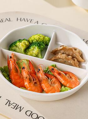 陶瓷食堂打饭专用三分格隔饭盒减脂肥餐盘盒上班族餐211饭碗带盖