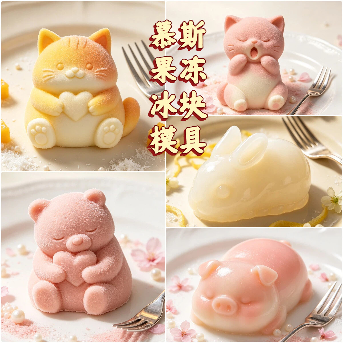 卡通立体可爱动物硅胶模具食品级慕斯冰块奶冻巧克力蛋糕烘焙工具