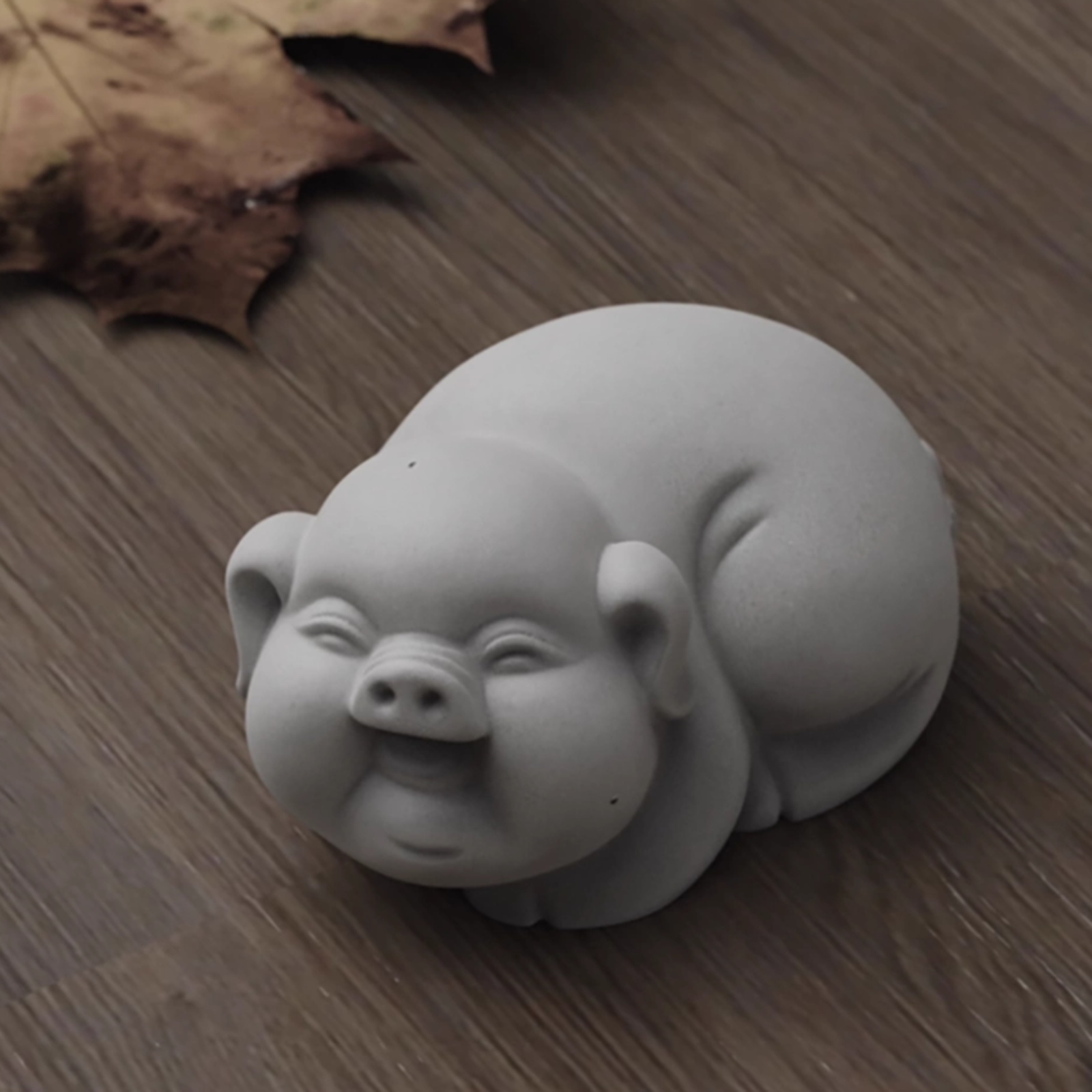 可爱福猪水泥茶宠桌面摆件模具