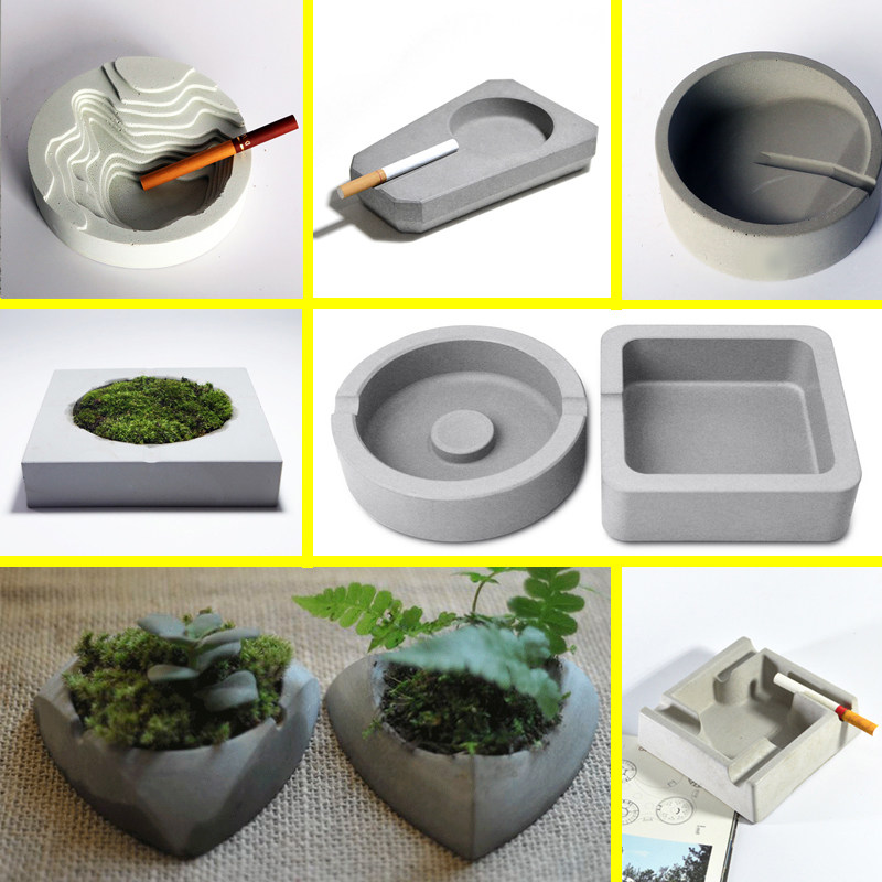 工业风水泥烟灰缸硅胶模具多款混凝土石膏手工模具可定制公司logo