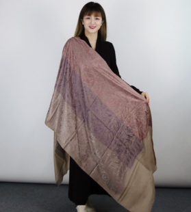 克什米尔轻奢高端满绣刺绣围巾披肩