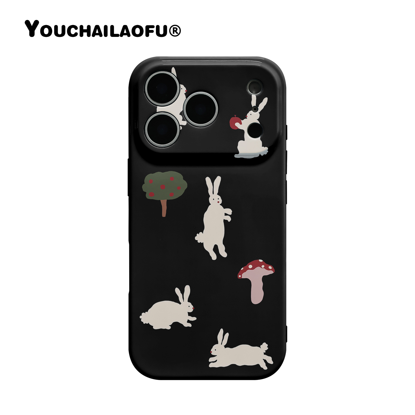韩国兔子与蘑菇适用于苹果手机壳