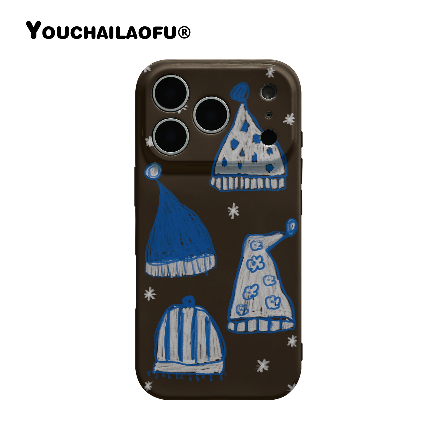 秋冬咖色高级感针织尖尖帽手机壳