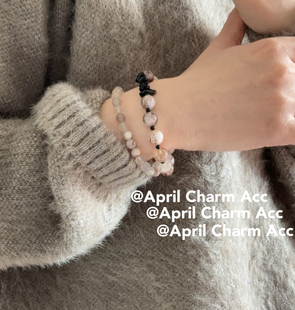 April Charm 新年招财招福天然简约红铜发晶黑玛瑙转运百搭手串