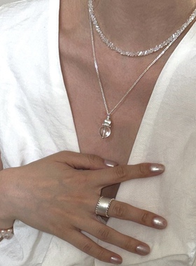 AC定制 韩系ins淡人清冷感白水晶葫芦项链长款毛衣链猫眼珠百搭女