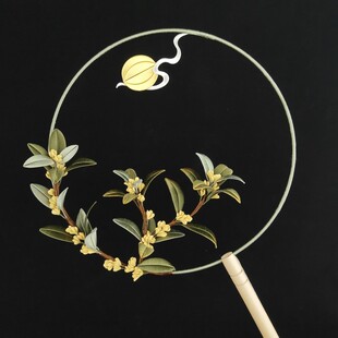 缠花diy材料包桂花发钗汉服发簪团扇新手教程免劈丝绒线免剪纸模