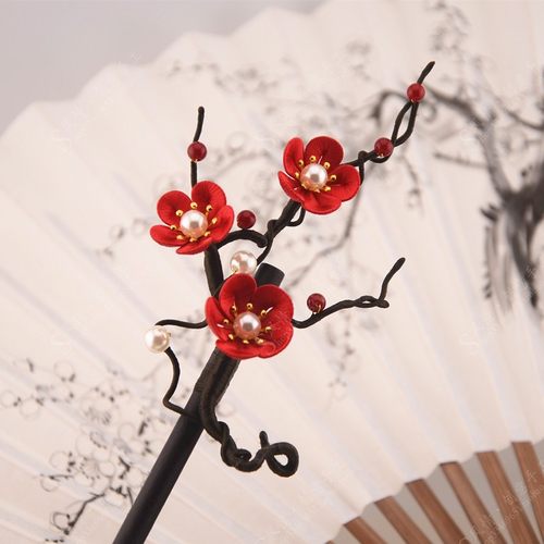 缠花材料包手工diy雪梅花发簪汉服发钗胸针教程免劈绒线免剪纸模