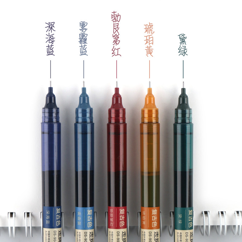 点石复古色直液式走珠笔904走珠君彩色中性笔学生用0.5速干签字笔