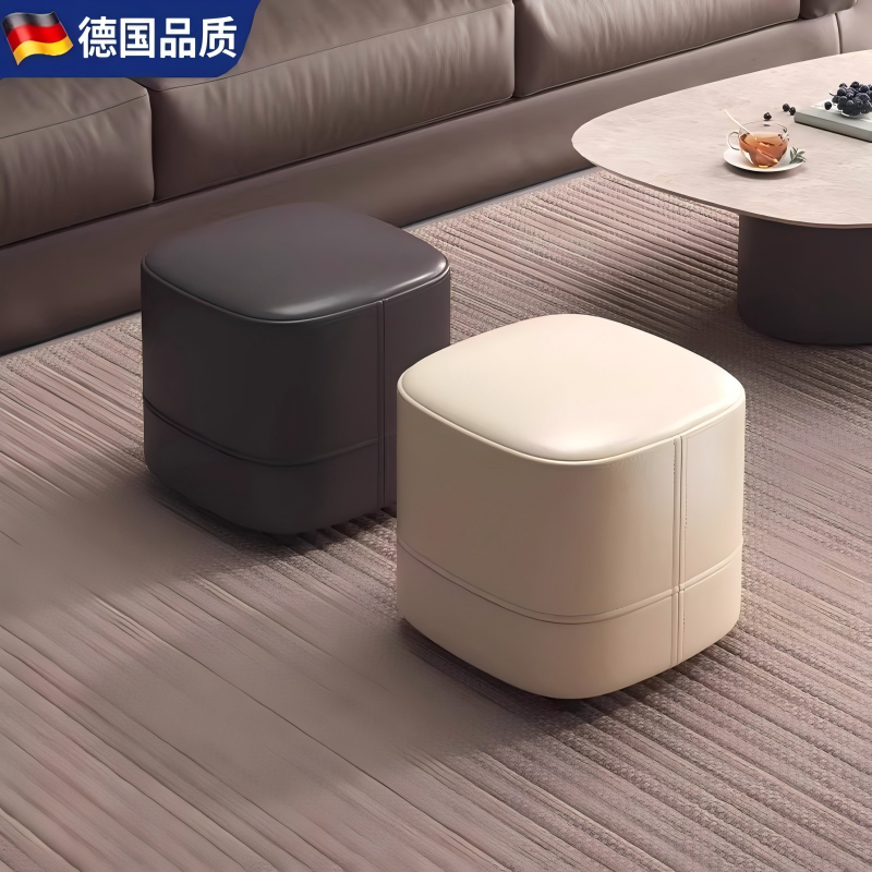 德国进口皮革简约家用软包方凳