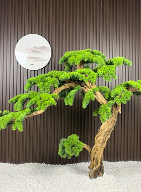 仿真松树迎客松摆件新中式玄关