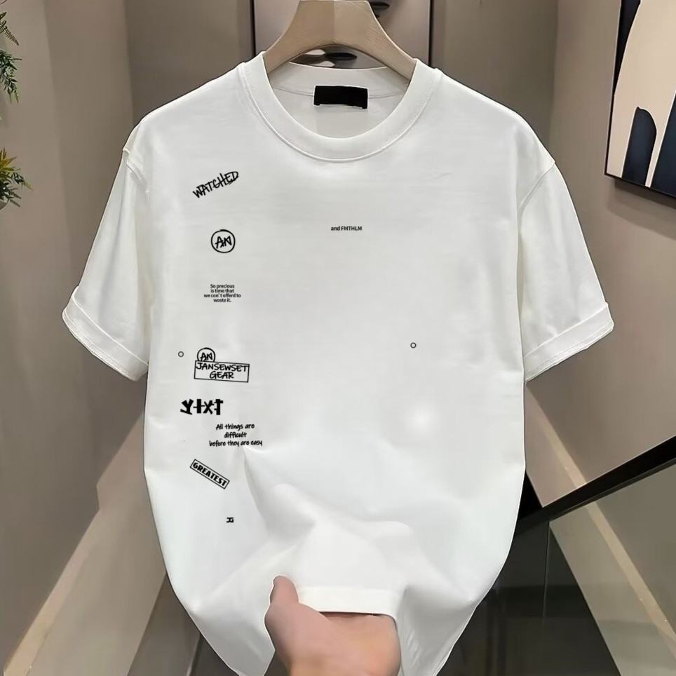 重磅纯棉短袖t恤男美式潮流宽松大码体恤夏季新款半袖打底衫上衣