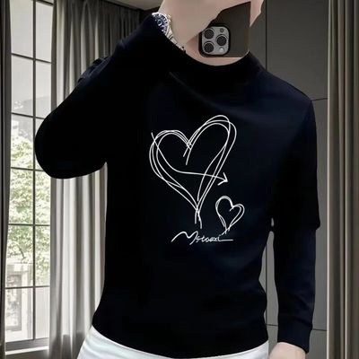 港风chic慵懒白色纯棉圆领卫衣男款秋冬加绒加厚潮流情侣运动套头